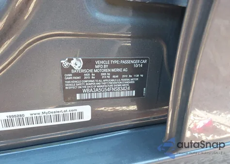 2015 BMW 328I z USA, uszkodzony, nr VIN WBA3A5G54FNS83424